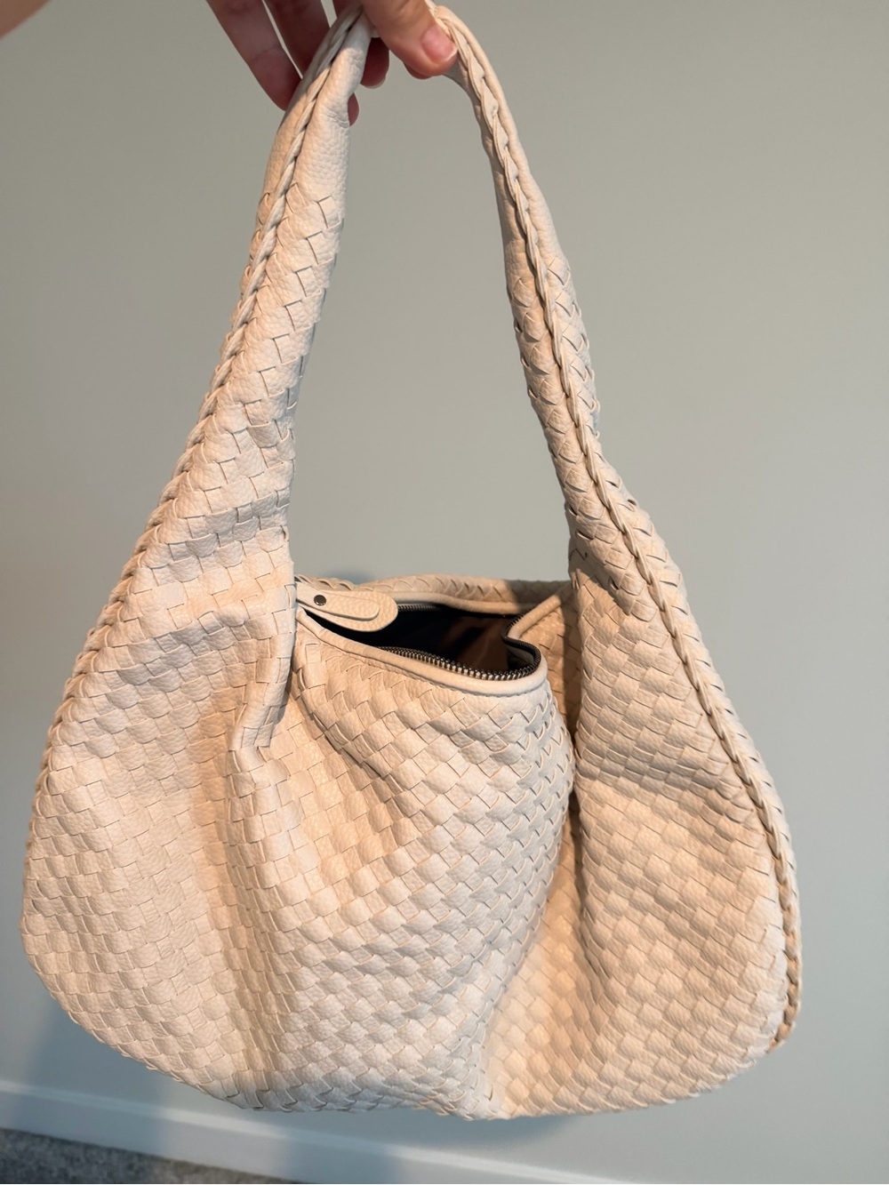 Woven Shoulder Hobo Bag in Cream - urban outfitters